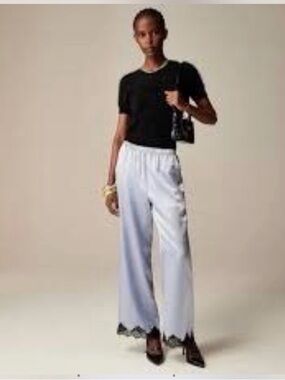 J Crew Women's Wide-Leg Lace Hem Pants XXL